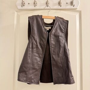 Brown leather vest with knit back